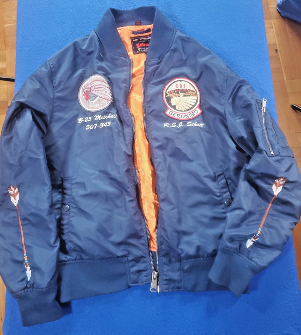 Schott NYC MA-1 Flight Jacket Men's Large BBomber Apache Geronimo B-25 Mitchell
